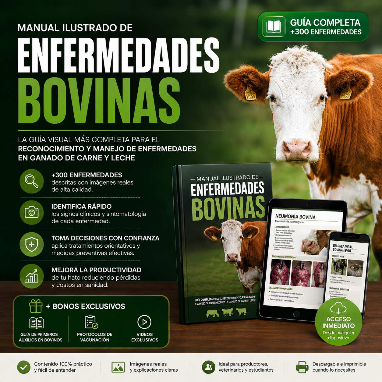 Manual Ilustrado de Enfermedades Bovinas: Identifica más de 300 enfermedades de forma rápida